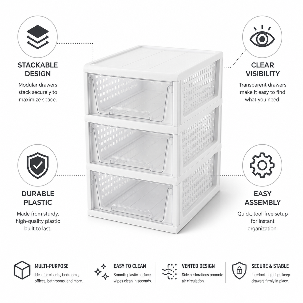 Stackable Clear Plastic Closet Organizer
