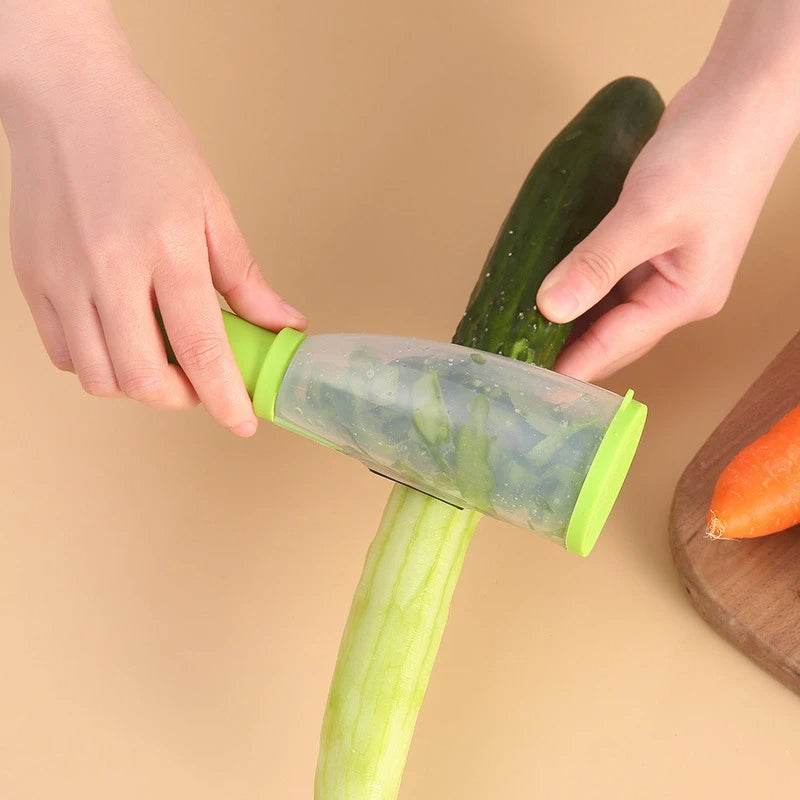 Versatile Fruit and Vegetable Peeler with Integrated Storage