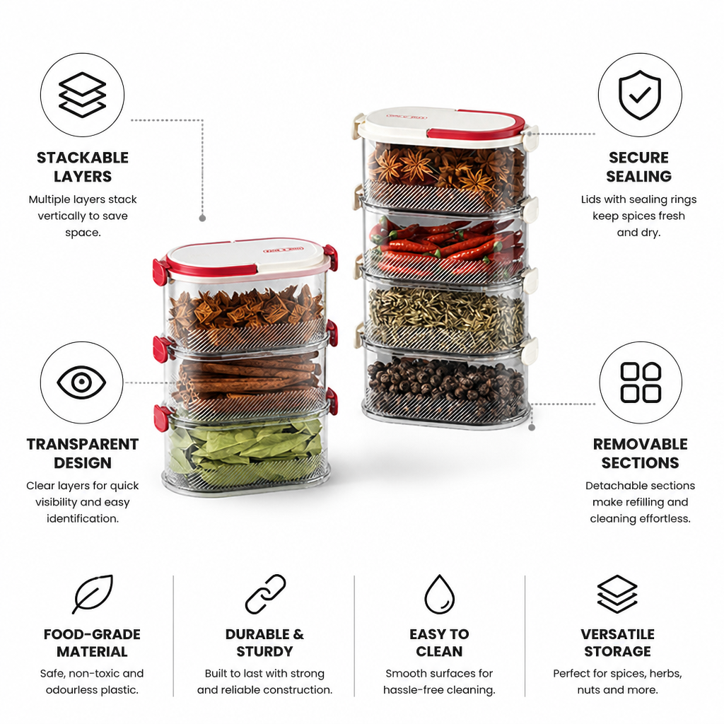 Transparent & Stackable Spice Organizer (Set of 2)