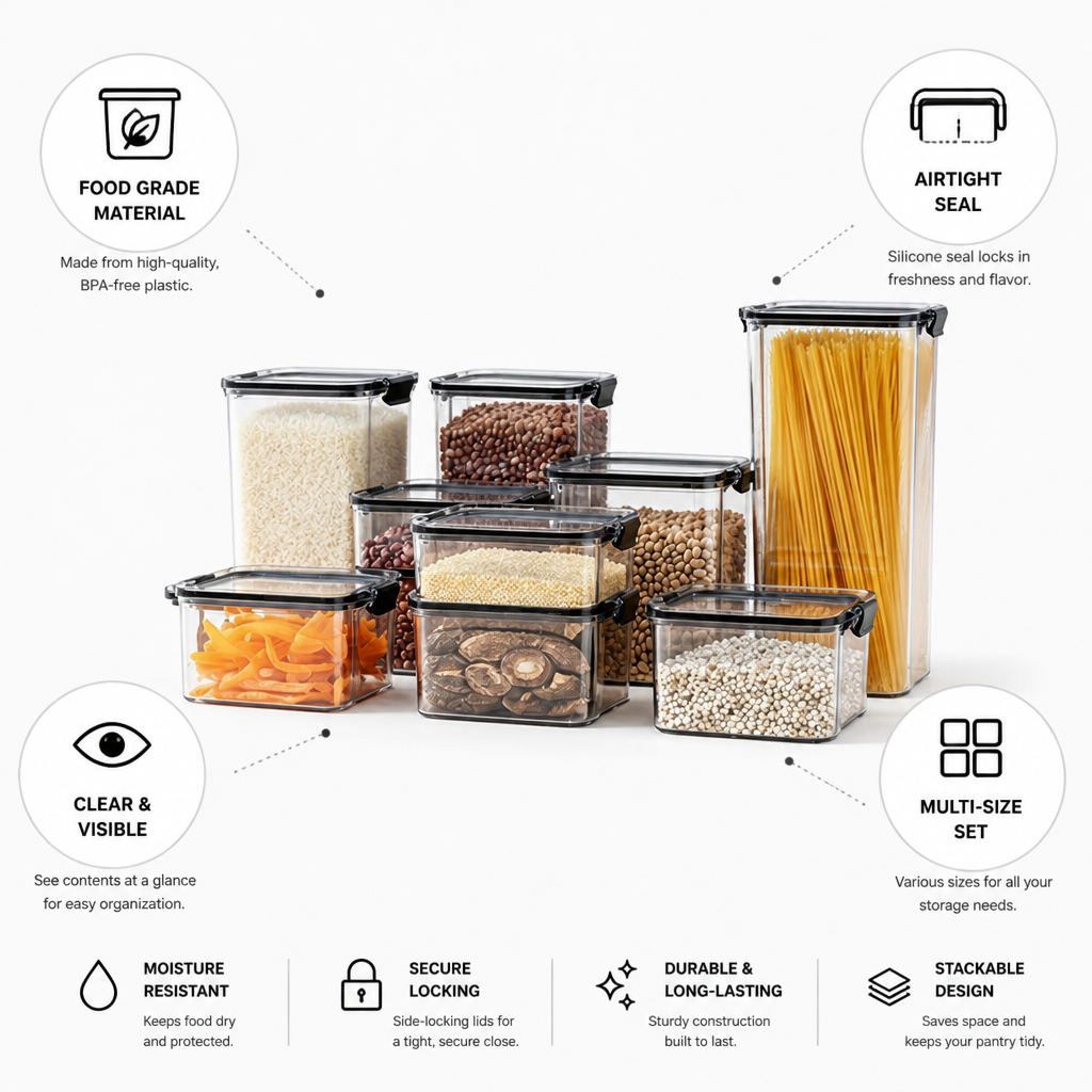 Airtight Silicone-Sealed Food Storage Containers (Multi-Size Set)