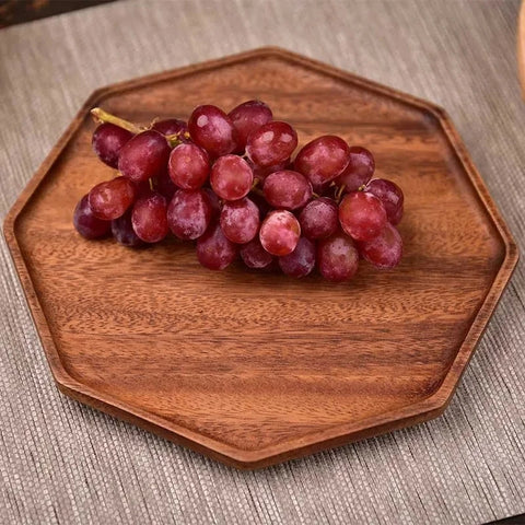 Geometric Wooden Platter – Artisan Crafted Elegance