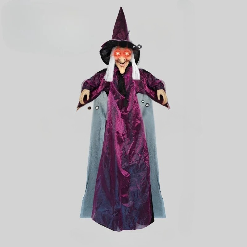 71-Inch Spooky Animated Witch with Glowing Red Eyes