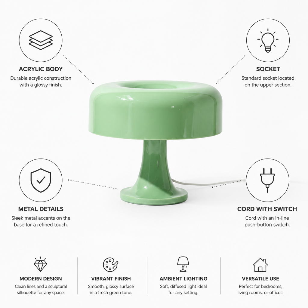 Acrylic Metal-Trim Table Lamp (Rectangular)