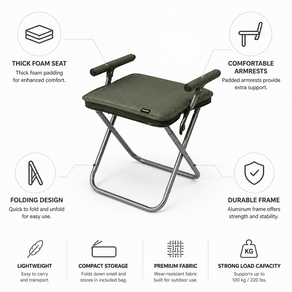 Aluminum Frame Camping Chair (Padded Seat & Armrests)