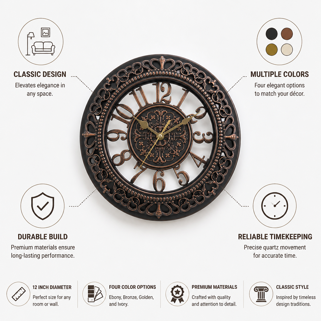 Timeless Classic Wall Clock (12-Inch)