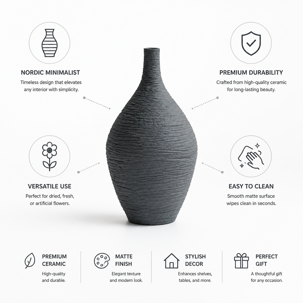 Nordic Minimalist Matte Ceramic Vase