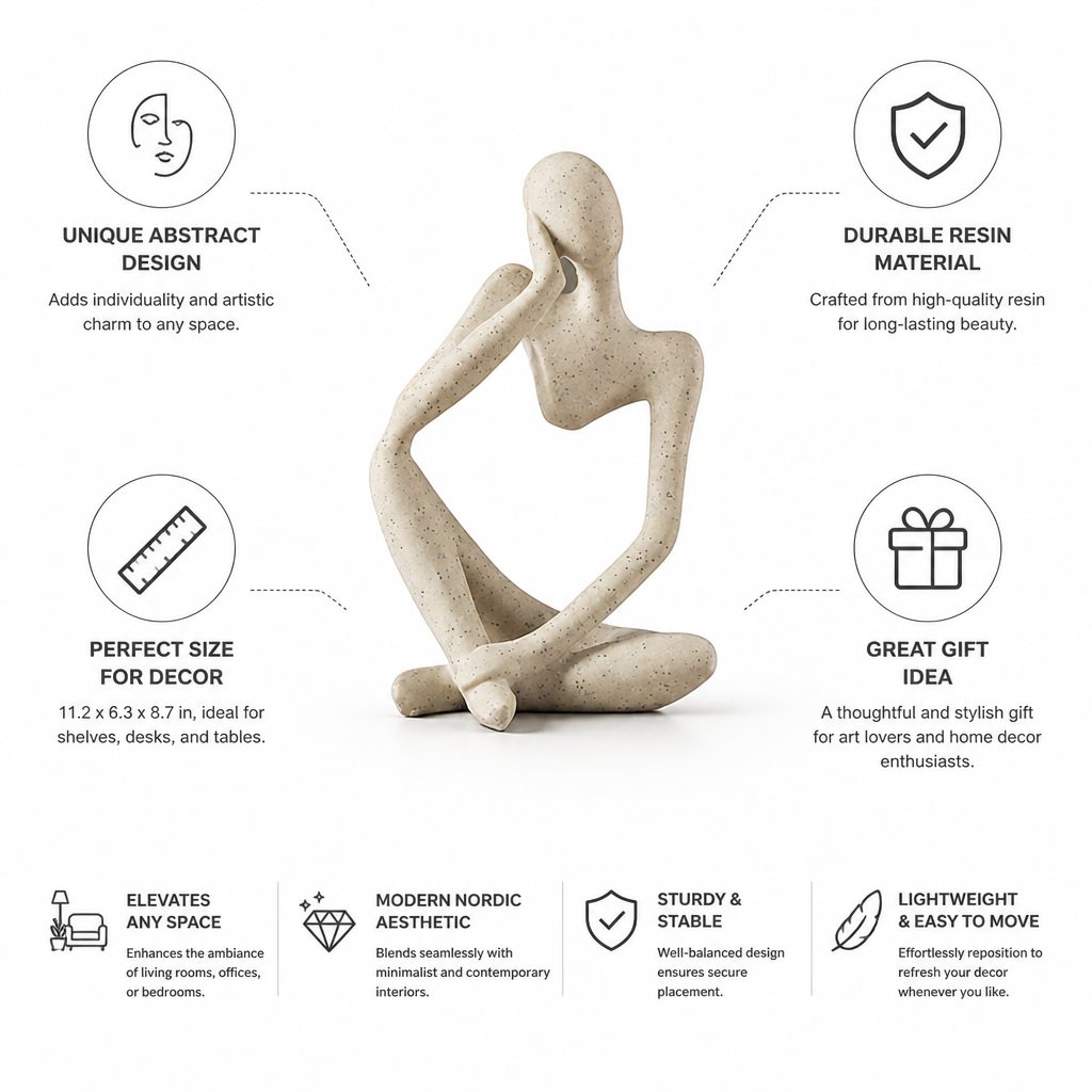 Nordic Abstract Resin Thinker Figurine