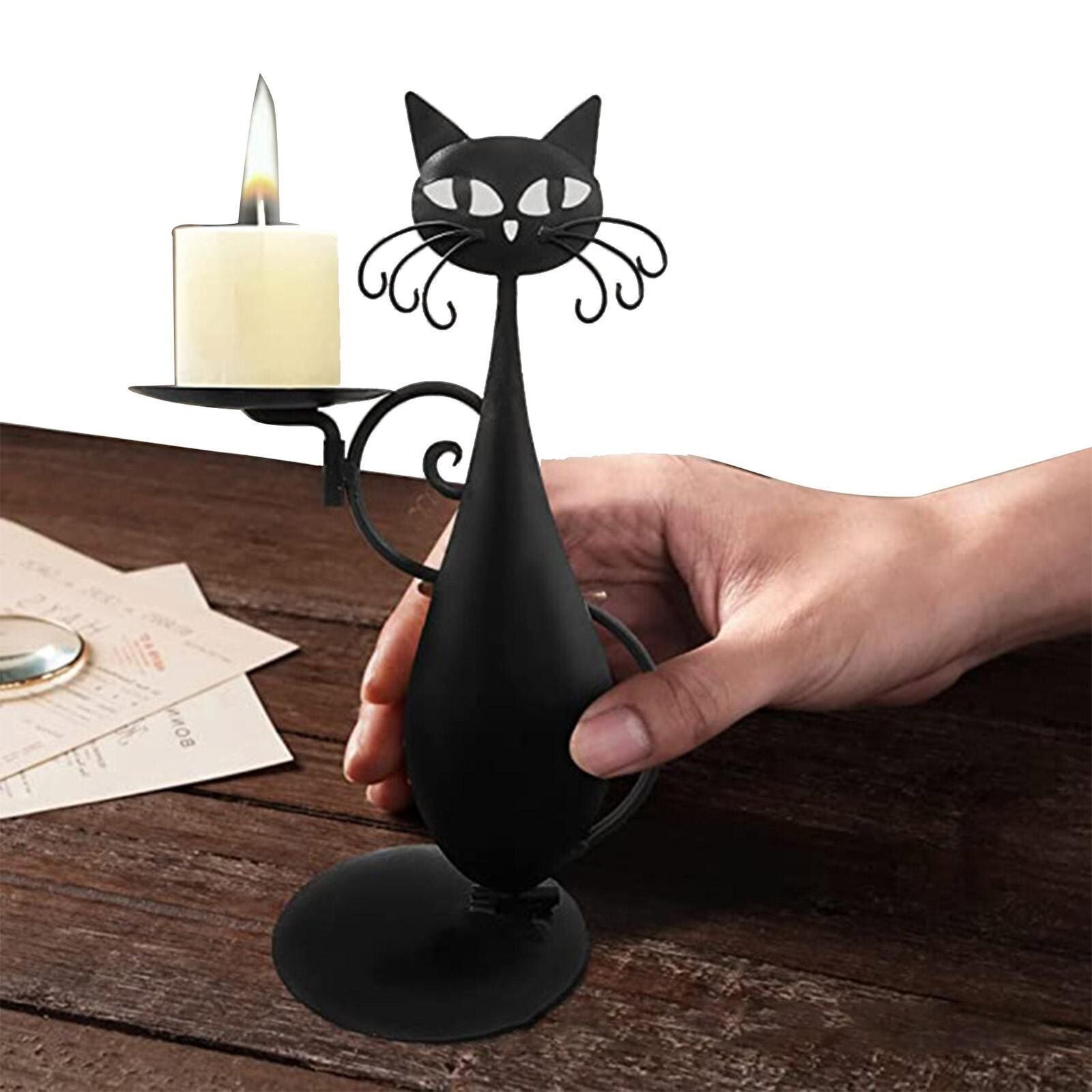 Charming Feline Candle Stand