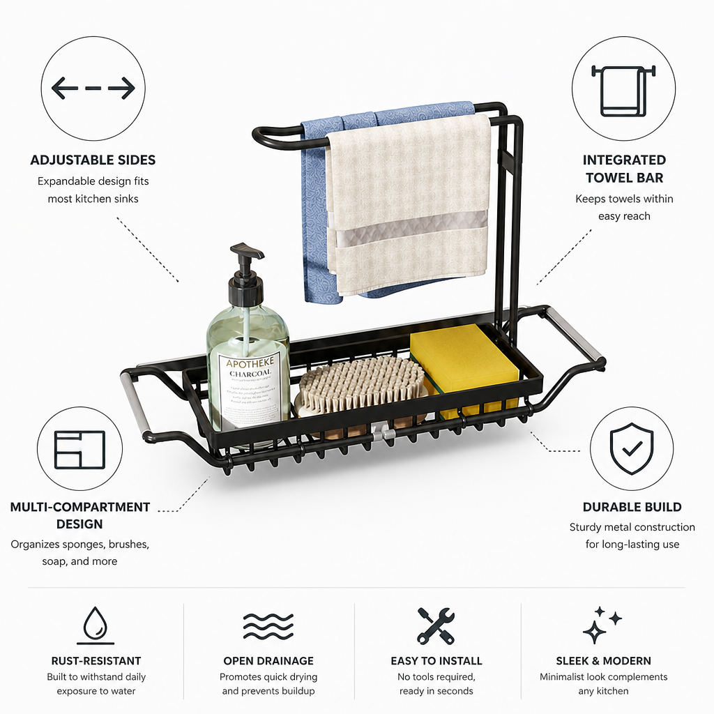 Adjustable Multi-Compartment Sink Organizer