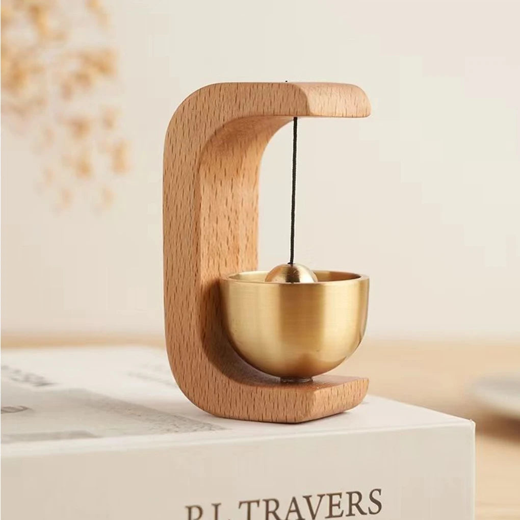 Elegant Wireless Doorbell with Brass Tone and Wooden Design