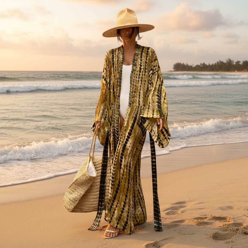 Sunkissed Bliss – Vibrant Beach Kimono Cover-Up