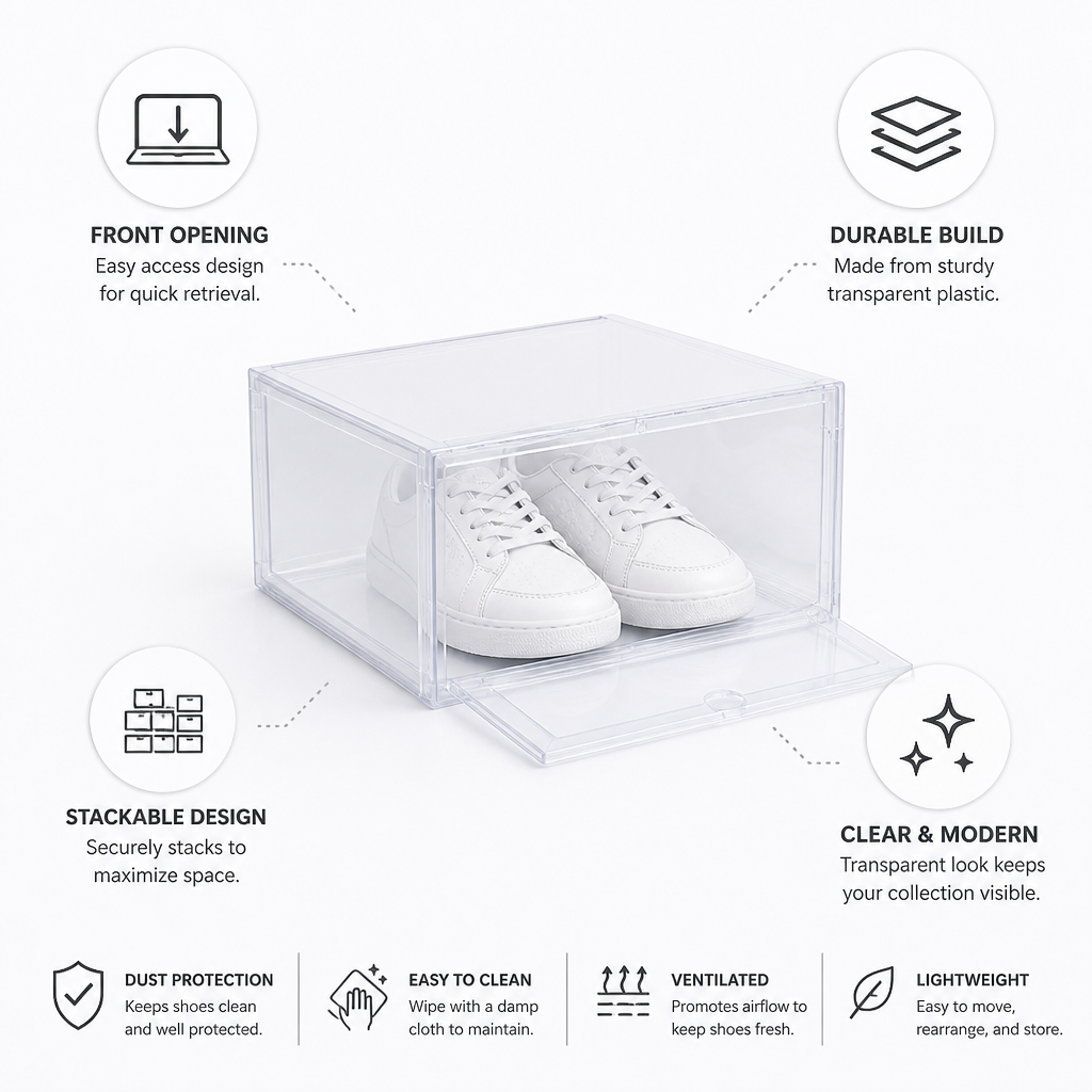 Clear Front-Opening Shoe Storage Box