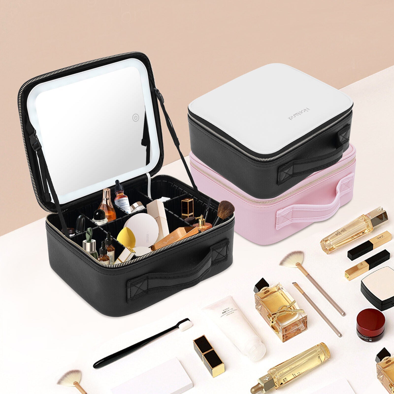Illuminate Your Beauty: Smart Makeup Organizer with Mirror