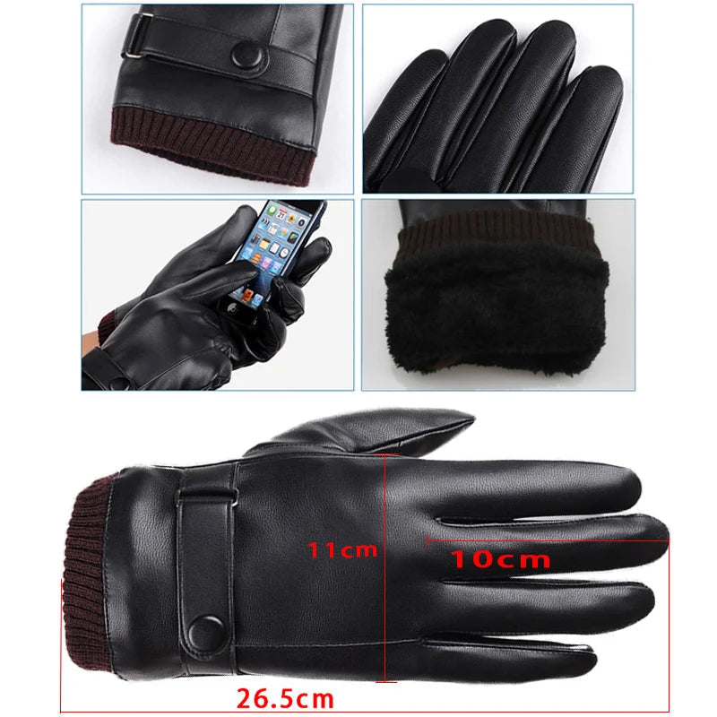 Winter-Ready Touchscreen Leather Gloves for Men