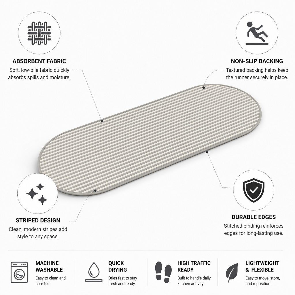 Absorbent & Non-Slip Kitchen Floor Runner