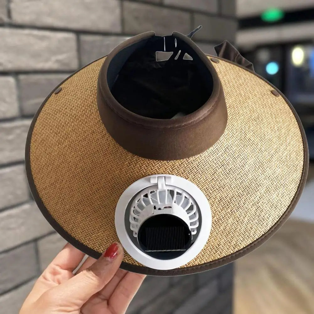 Stylish Sun Hat with Integrated Solar-Powered Cooling Fan