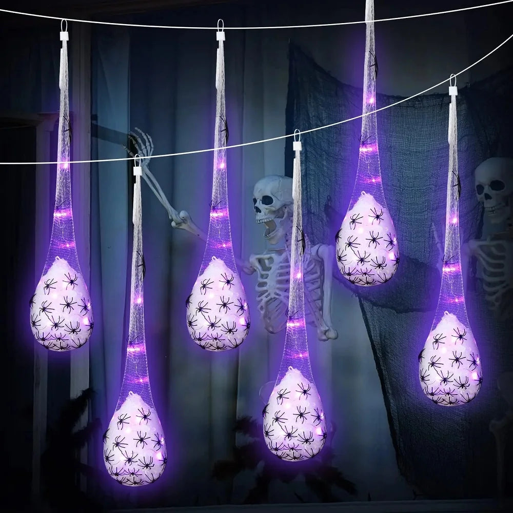 Eerie Glow Spider Nest Halloween Hanging Decoration