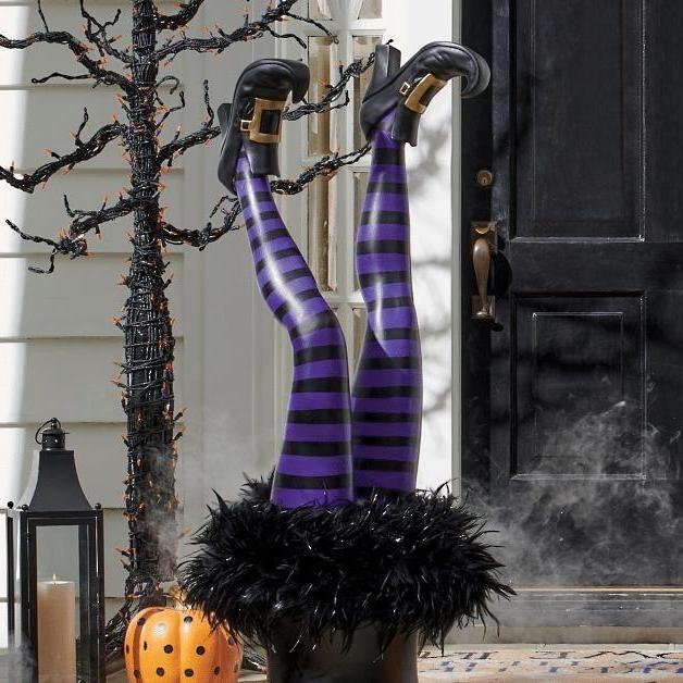 Charming Witch Leg Yard Stakes - Halloween Decor Duo