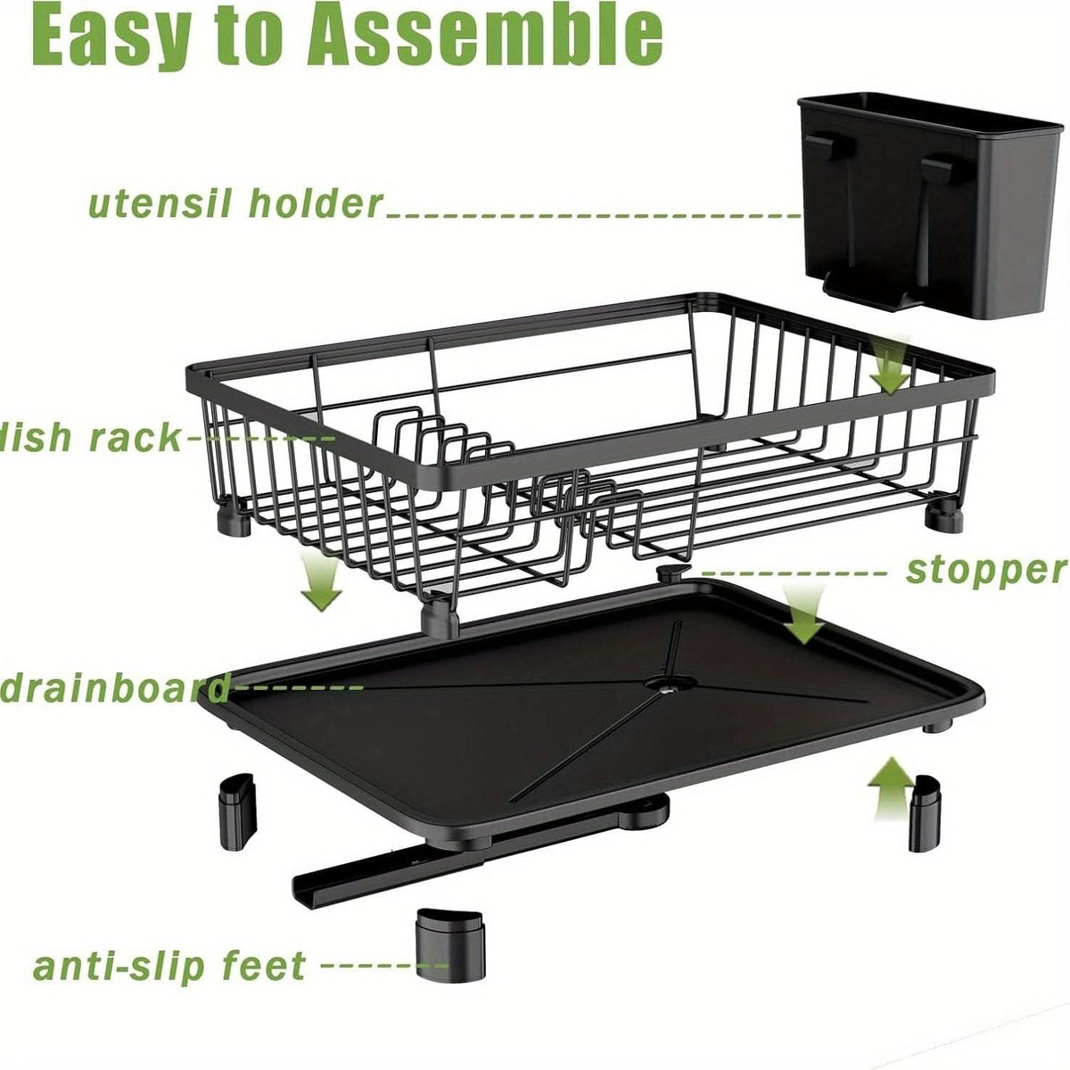 Sleek Dish Drying Rack with Built-In Utensil Organizer