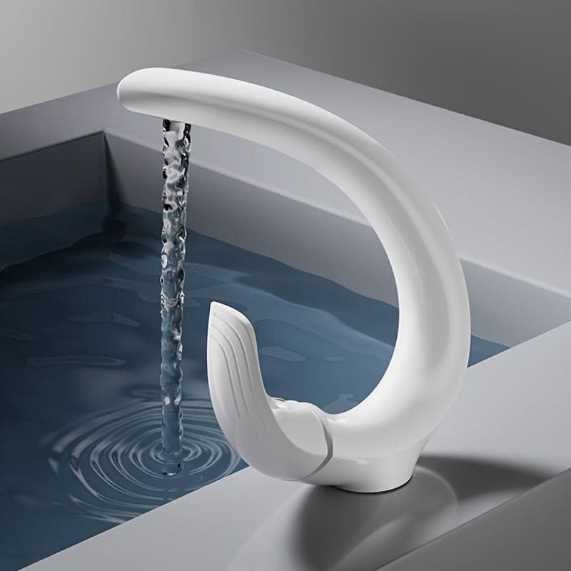 Elegant White C-Curve Bathroom Basin Faucet