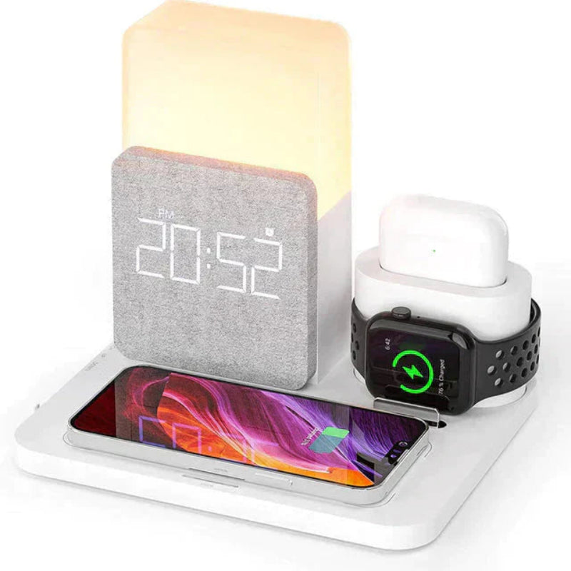 All-in-One Charging Hub with Clock and Adjustable Light