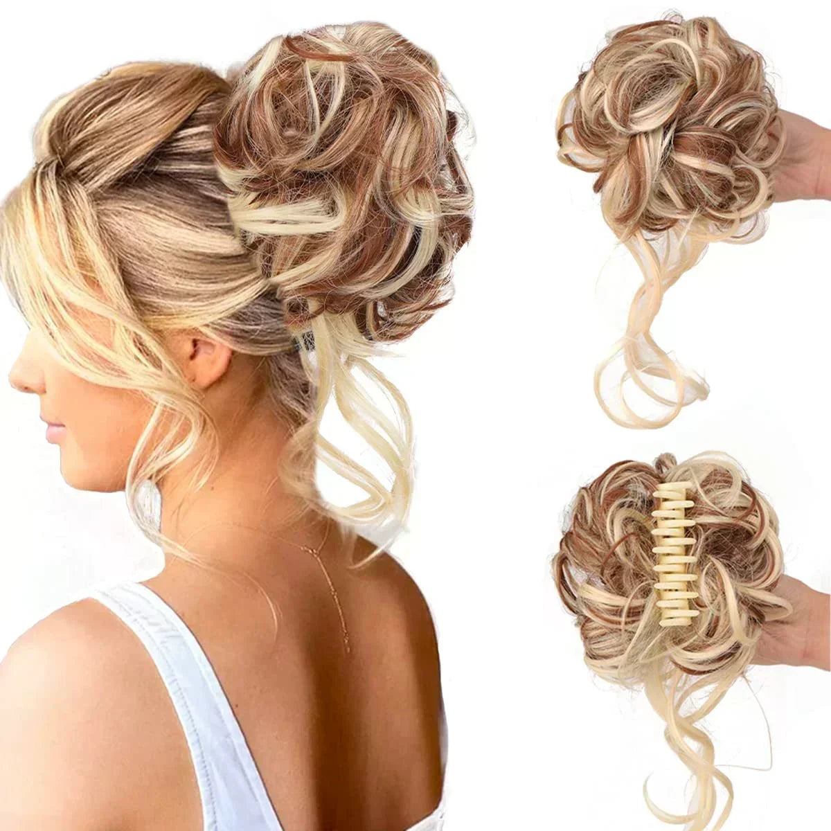 Effortless Volume Curly Bun Accessory – Clip-In Hairpiece for Instant Style