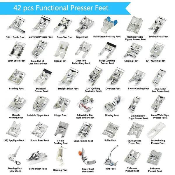 Comprehensive 42-Piece Sewing Foot Collection