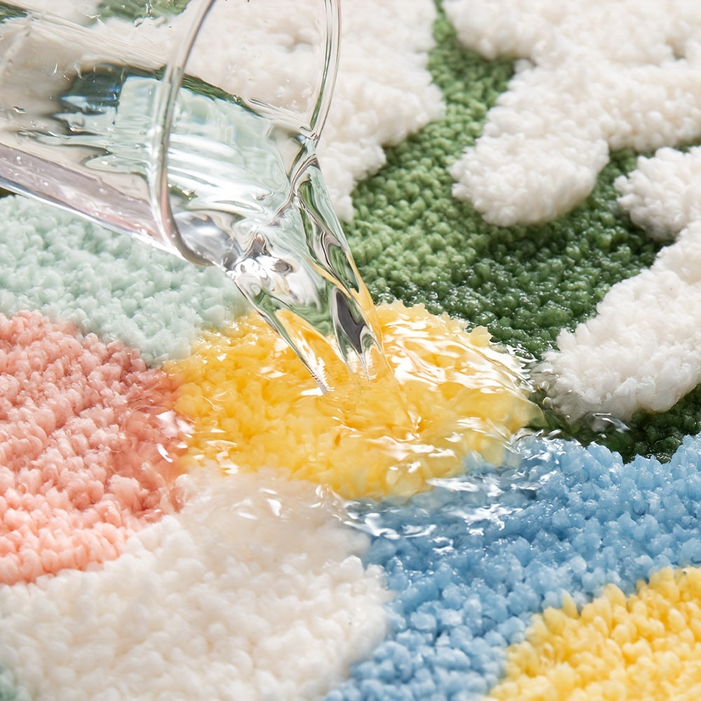 Floral Design Bath Mat – Soft, Absorbent, and Comfortable