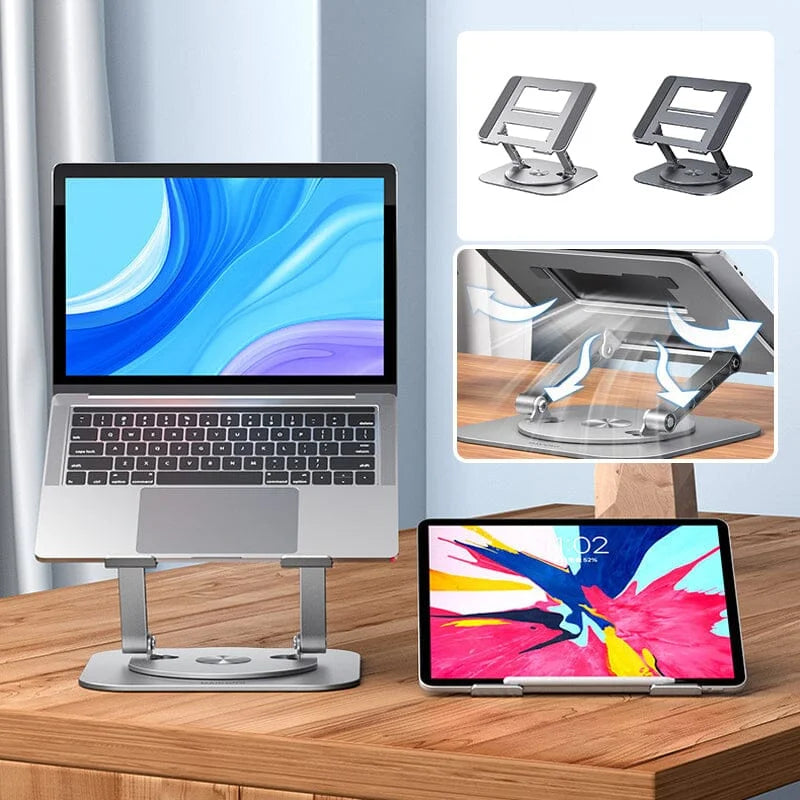 Adjustable Aluminum Laptop Stand with 360-Degree Rotation