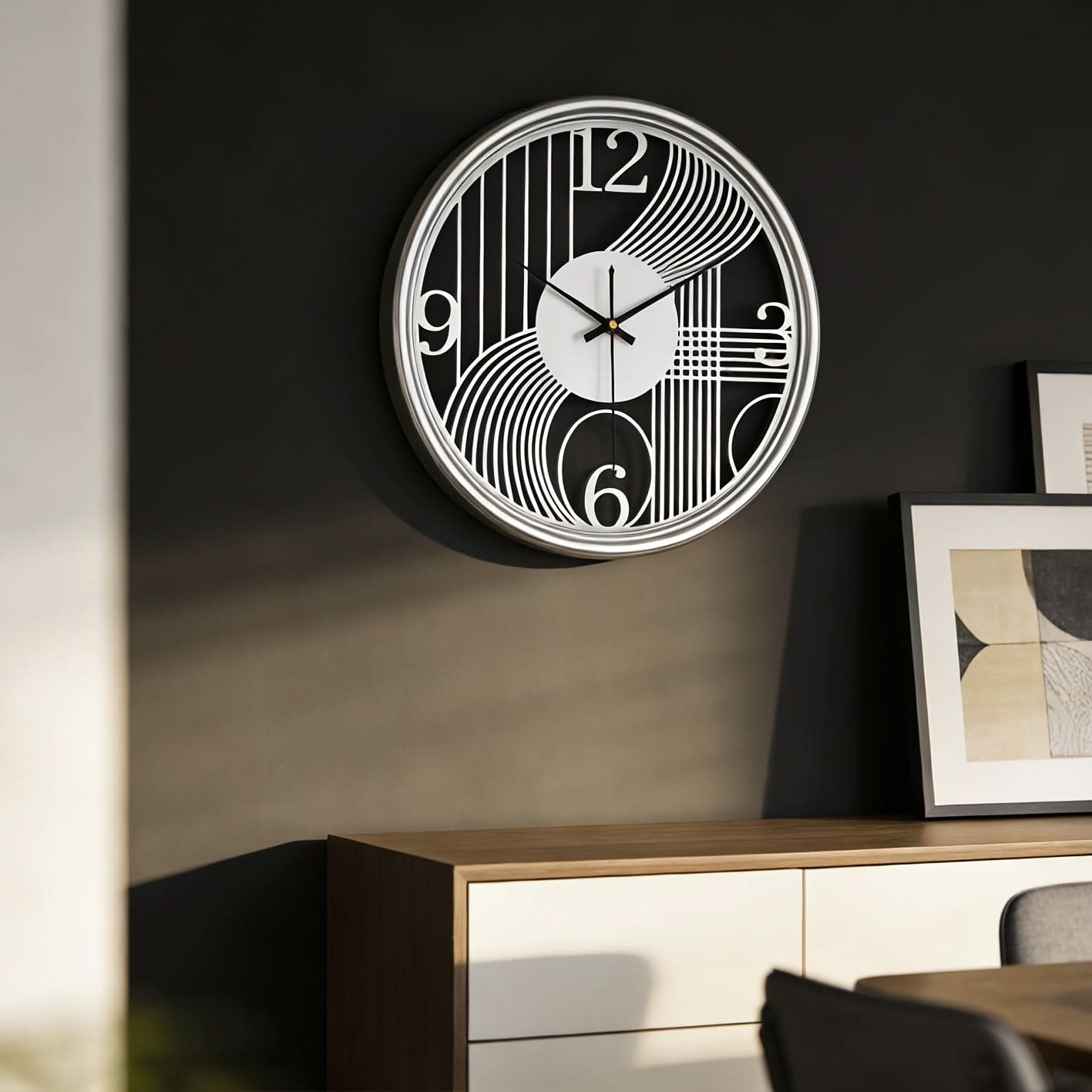 Gilded Harmony – 40cm Silent 3D Iron Wall Clock for Chic Interiors