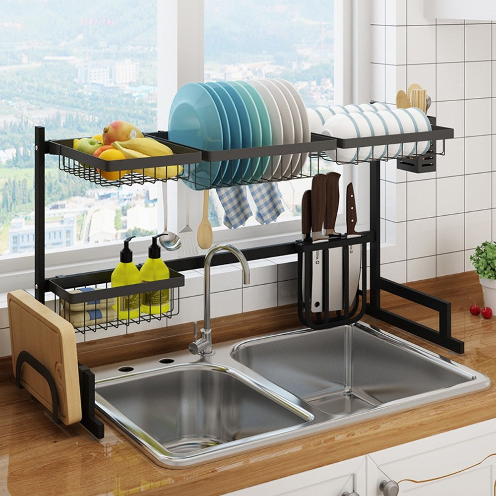 34.6" Space-Saving Stainless Steel Dish Drying Rack for Sinks