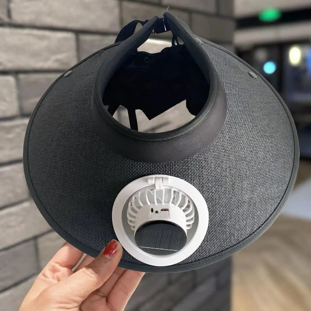 Stylish Sun Hat with Integrated Solar-Powered Cooling Fan
