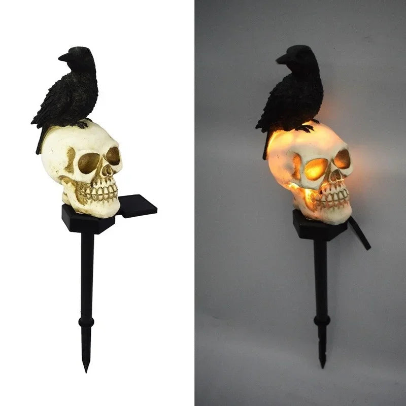 Solar-Powered Halloween Skull Light for Spooky Nights