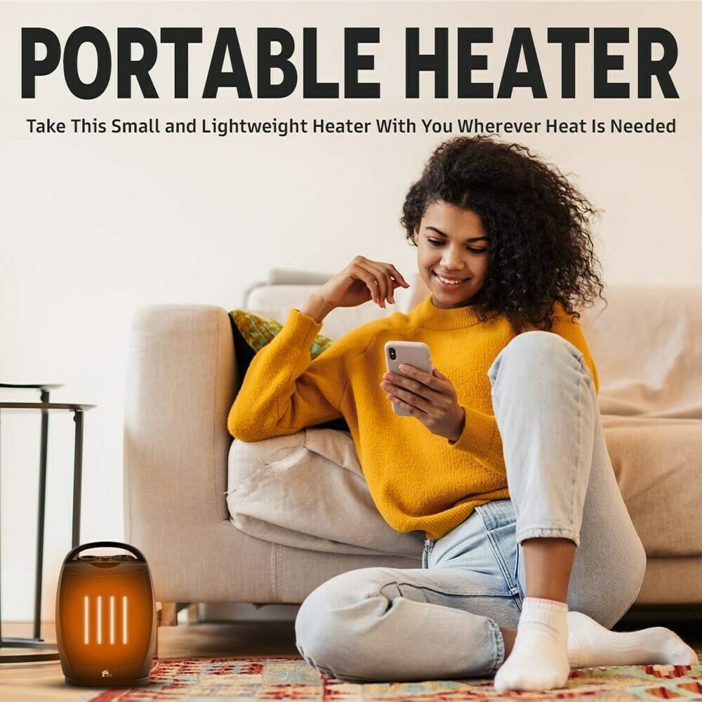Compact Whisper-Quiet Oscillating Space Heater with Thermostat