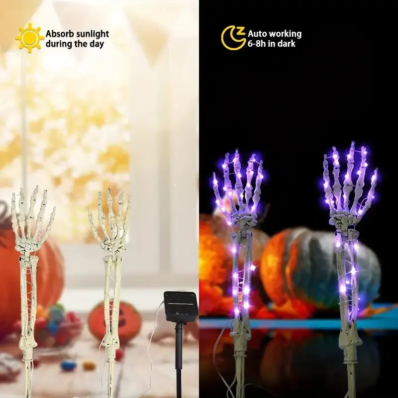 Eerie Solar-Activated Skeleton Hand Yard Lights