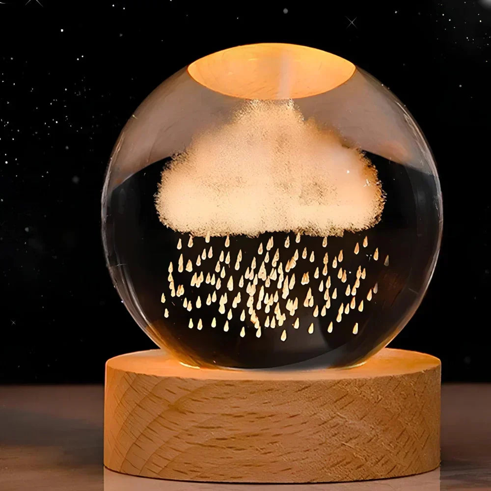 Celestial 3D Crystal Sphere with Engraved Design
