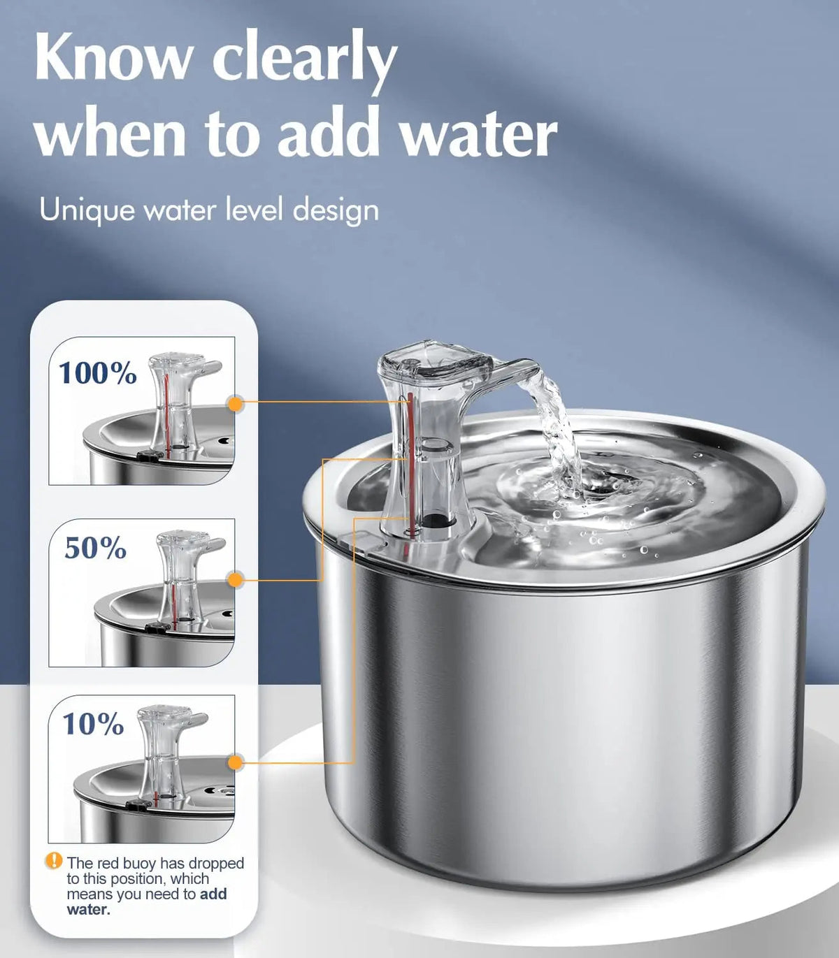 Elegant Stainless Steel Pet Water Dispenser with Smart Sensor