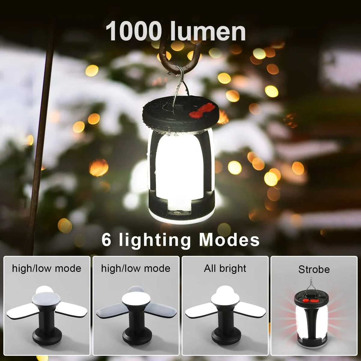 SunChaser LED Camping Lantern – 500LM Rechargeable Light with 6 Modes
