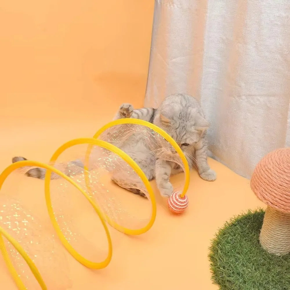 Foldable Curved Interactive Cat Play Tunnel