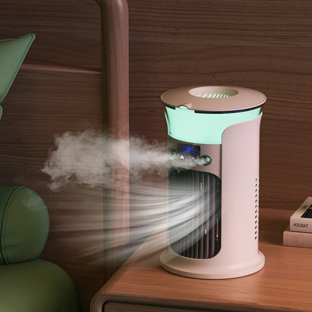 Compact Air Cooler with Humidifier and LED Lighting