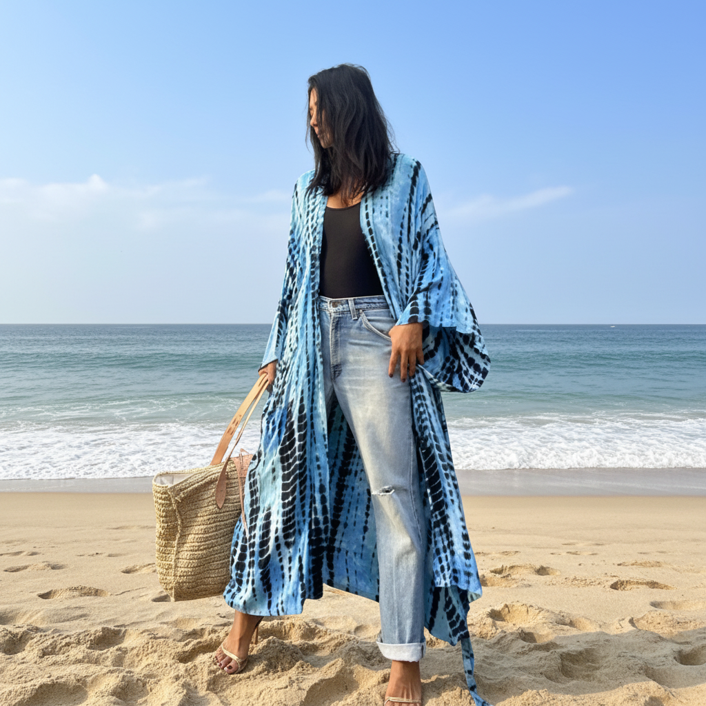 Sunkissed Bliss – Vibrant Beach Kimono Cover-Up