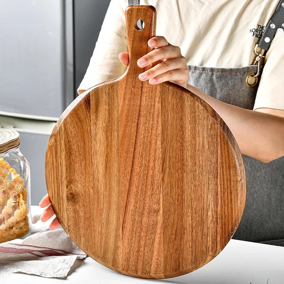 Acacia Wood Round Serving and Cutting Board - Sienna Color