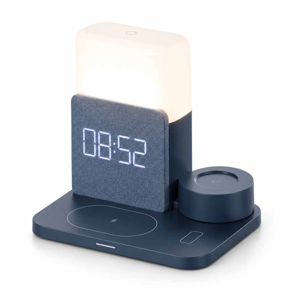 Wireless Multi-Device Charging Station (Clock, Watch Dock & Lamp)