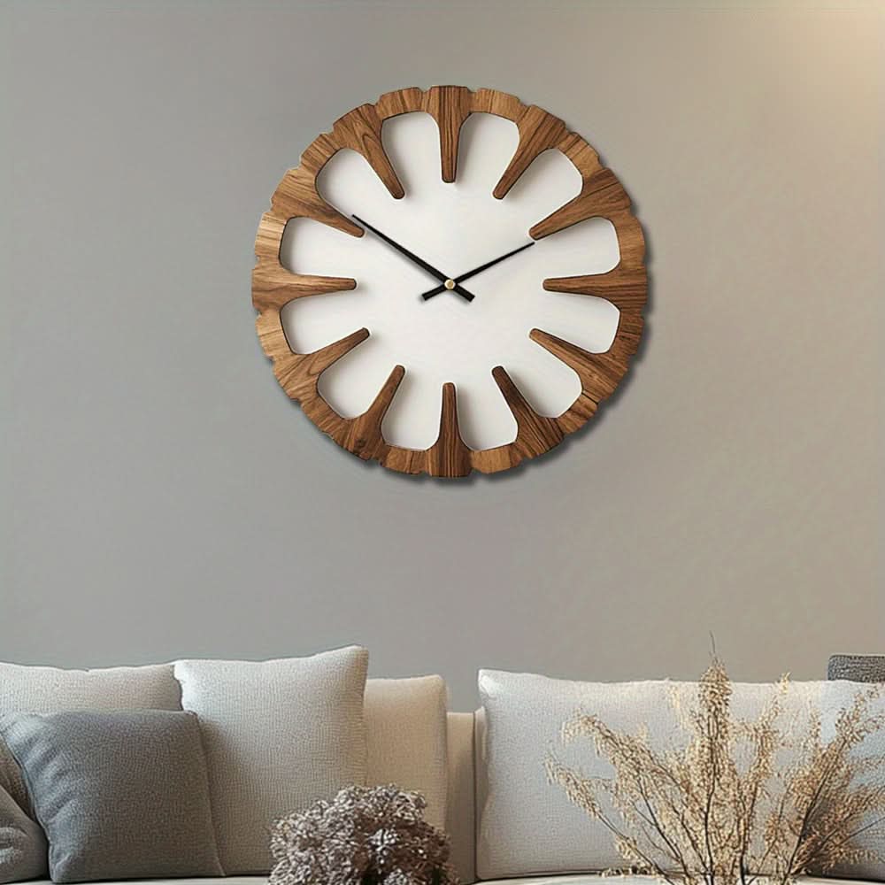 SerenityCraft Round Wooden Silent Clock for Tranquil Spaces