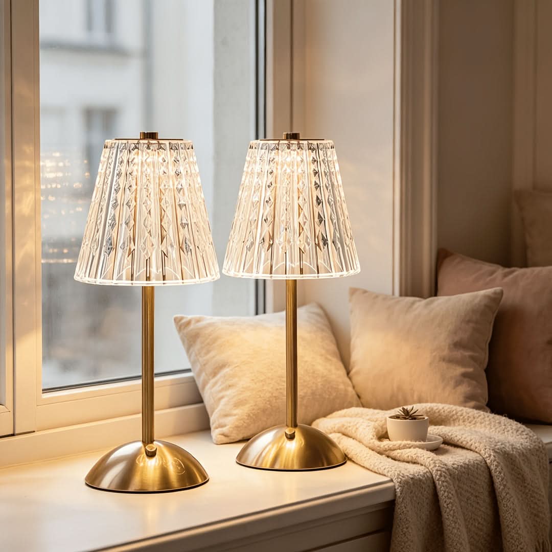LuxeGlow – Rechargeable Golden Table Lamp for Stylish Ambiance