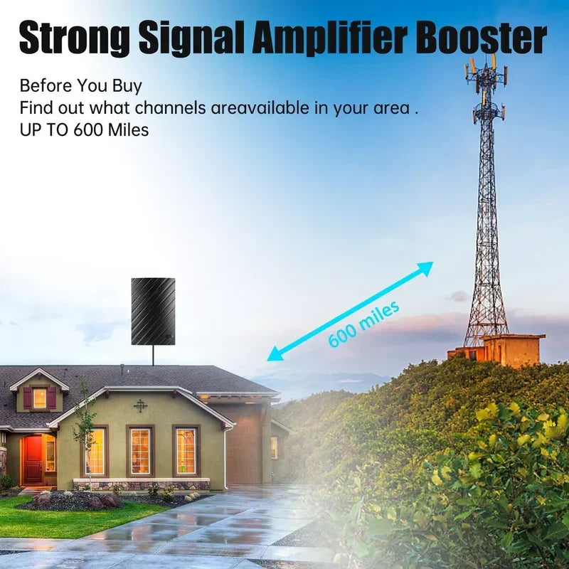 Ultra-Range Indoor 4K TV Antenna with 600-Mile Reception