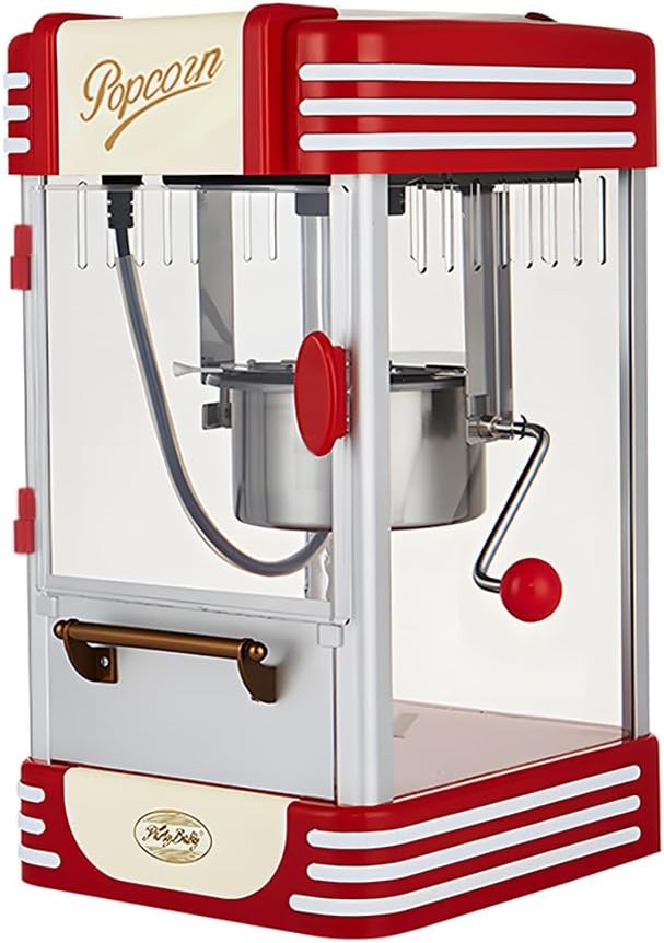 Electric Tabletop Popcorn Machine in Retro Red with Timer