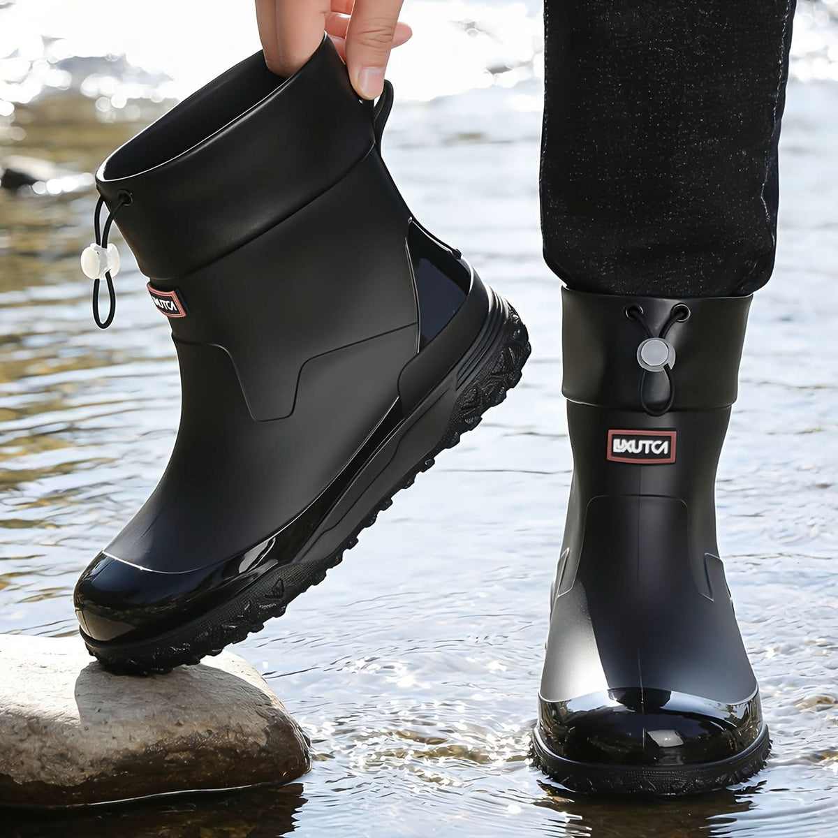 AquaStride - Sleek Waterproof Ankle Rain Boots
