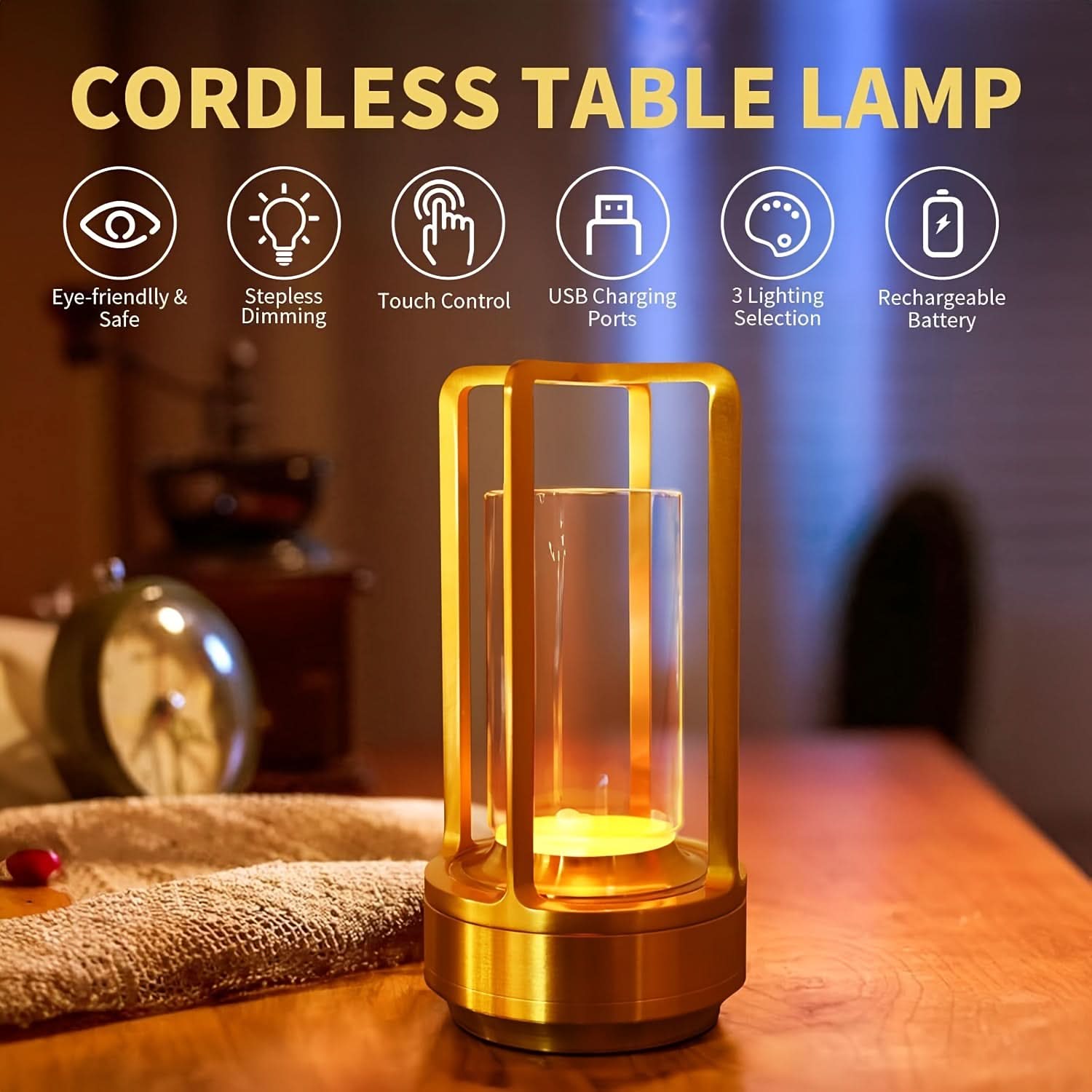Heritage Glow – Portable Rechargeable Table Lamp