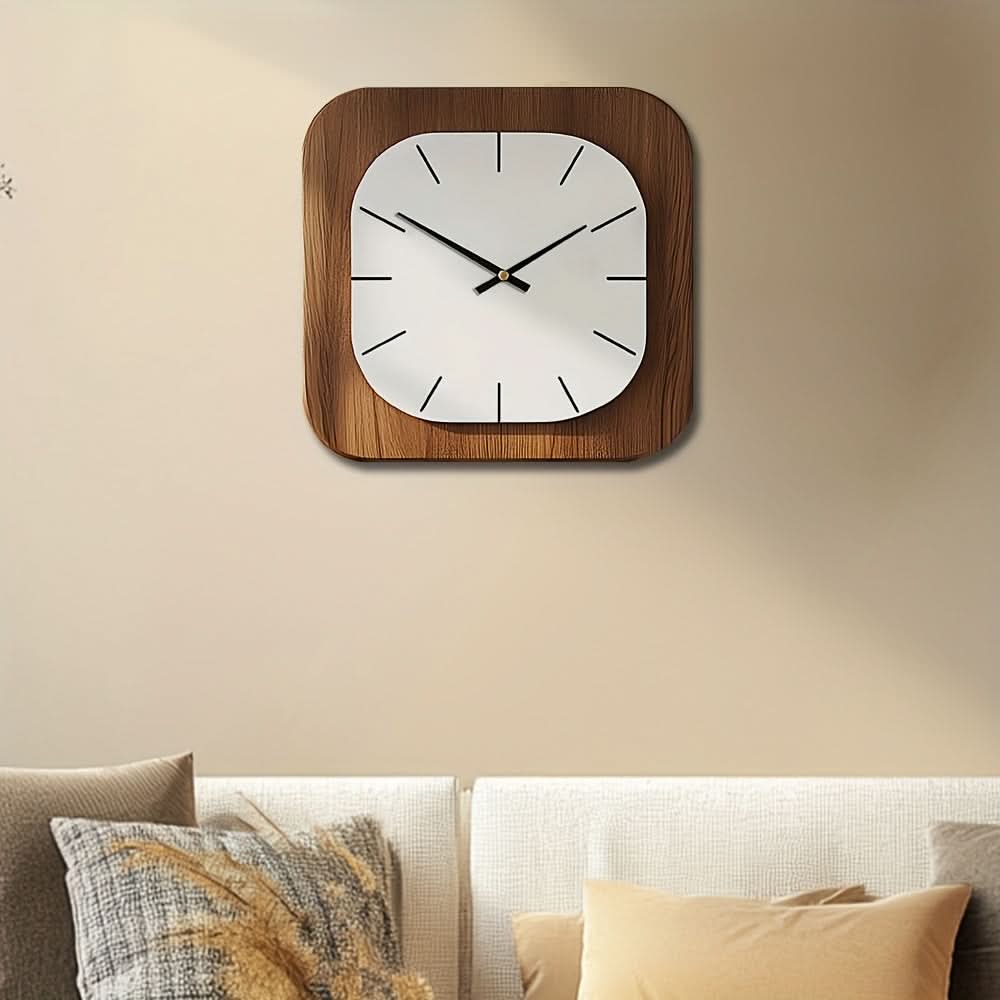 Rustic Square Wooden Wall Clock for Timeless Charm